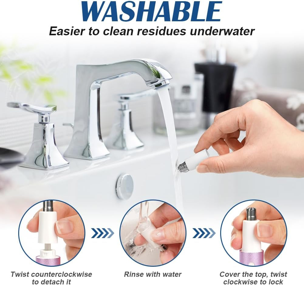 Tondeuse Nez Électrique, 2 En 1 Tondeuse À Sourcils Wet & Dry Nose Ear, USB Rechargeable Tondeuse Nez Oreilles Homme & Femmes, Tête Amovible Étanche, Moteur Silencieux, Brosse De Nettoyage