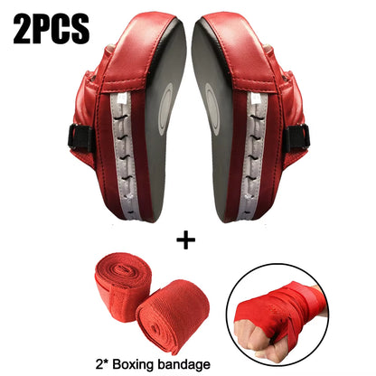 Curved Boxing Pad Muay Thai Hand Target Sanda Kickboxing Training Thickened Earthquake-Resistant Focus Punching Mitts PU Leather