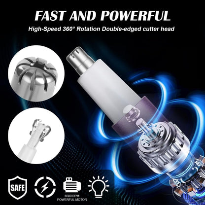 Tondeuse Nez Électrique, 2 En 1 Tondeuse À Sourcils Wet & Dry Nose Ear, USB Rechargeable Tondeuse Nez Oreilles Homme & Femmes, Tête Amovible Étanche, Moteur Silencieux, Brosse De Nettoyage