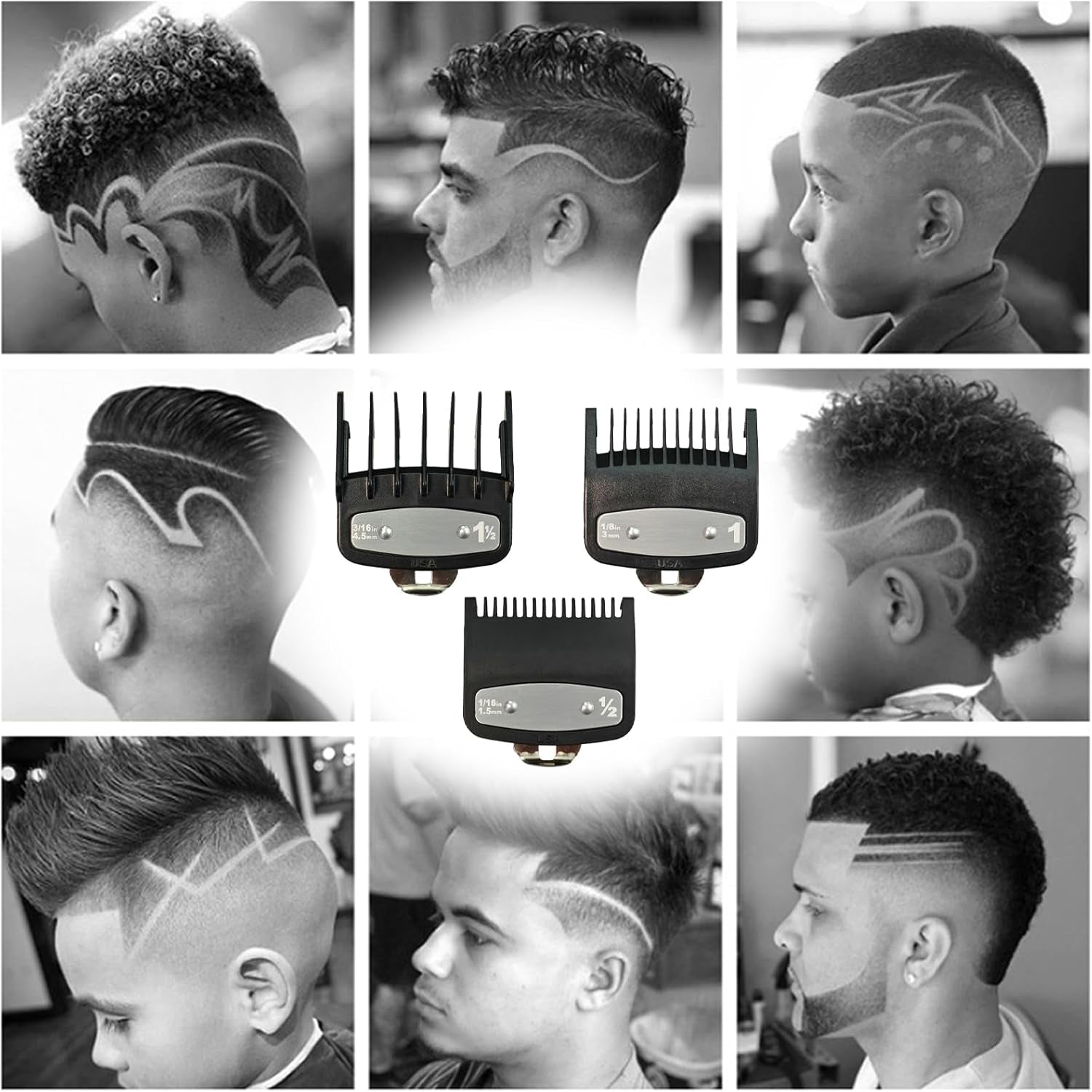 Lot De 3 Peignes Tondeuse Sabot De Guidage,Tondeuse À Cheveux Limite Peigne,Peignes Pour Sabot Cheveux Pour Wahl,Housse De Protection Pour Tondeuse À Cheveux