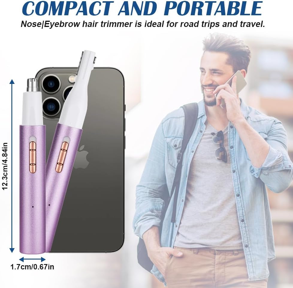 Tondeuse Nez Électrique, 2 En 1 Tondeuse À Sourcils Wet & Dry Nose Ear, USB Rechargeable Tondeuse Nez Oreilles Homme & Femmes, Tête Amovible Étanche, Moteur Silencieux, Brosse De Nettoyage