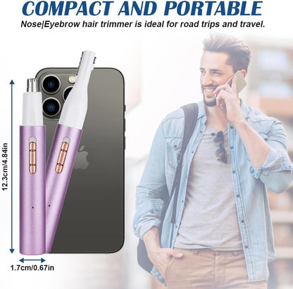Tondeuse Nez Électrique, 2 En 1 Tondeuse À Sourcils Wet & Dry Nose Ear, USB Rechargeable Tondeuse Nez Oreilles Homme & Femmes, Tête Amovible Étanche, Moteur Silencieux, Brosse De Nettoyage