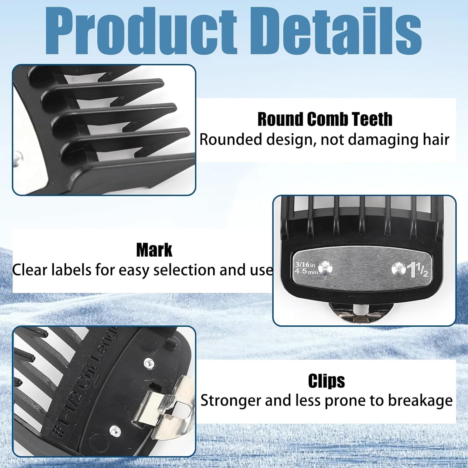 Lot De 3 Peignes Tondeuse Sabot De Guidage,Tondeuse À Cheveux Limite Peigne,Peignes Pour Sabot Cheveux Pour Wahl,Housse De Protection Pour Tondeuse À Cheveux